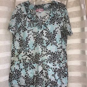 Koi Cheetah Print Scrub Top